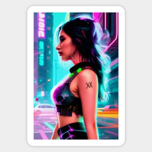 Abstract Cyberpunk Girl Sticker